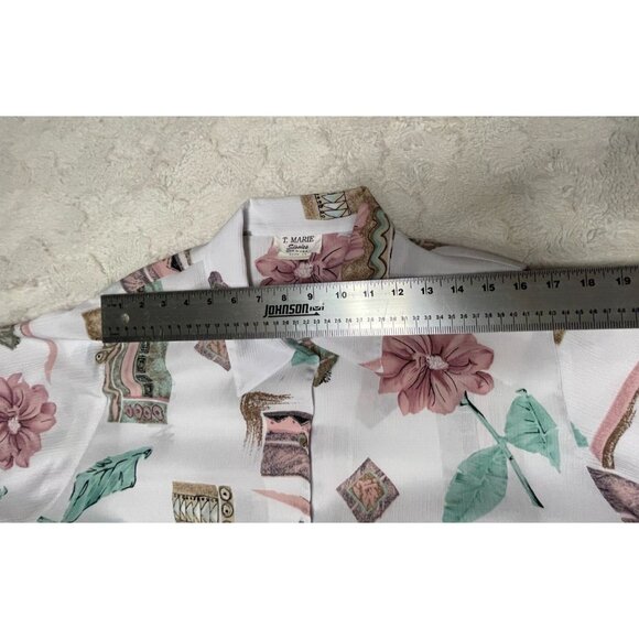 Vintage T. Marie Sissies Women Floral Print Shirt Blouse Top Size 14 Long Sleeve - Picture 6 of 9